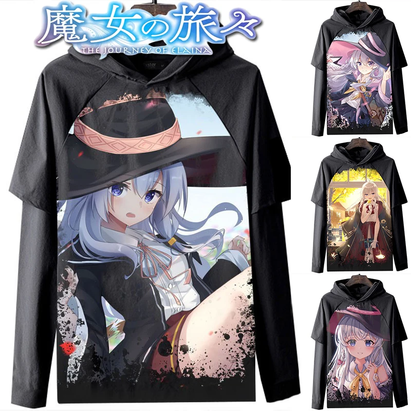 

The Journey of Elaina Hoodie Fashion Trend Men's Women's Long Sleeve Sweatshirt Cute Cartoon Creative Printed Clothes Clothing
