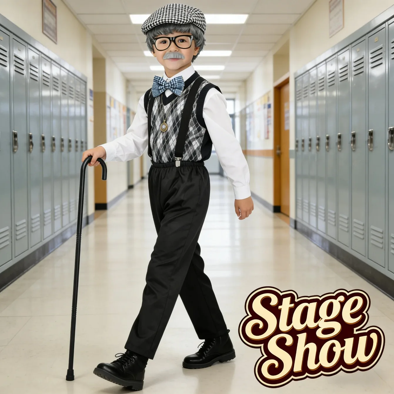 

Old Grandpa Outfit Kids School 100 Days Stage Performance Halloween Cosplay Role Play Party Dress Up Prop