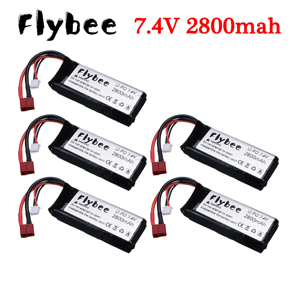 

( T Plug ) 7.4V 2800mAh Lipo Battery For Wltoys 144001 124016 124017 124018 124019 104001 12428 12423 RC Car Truck Parts Battery