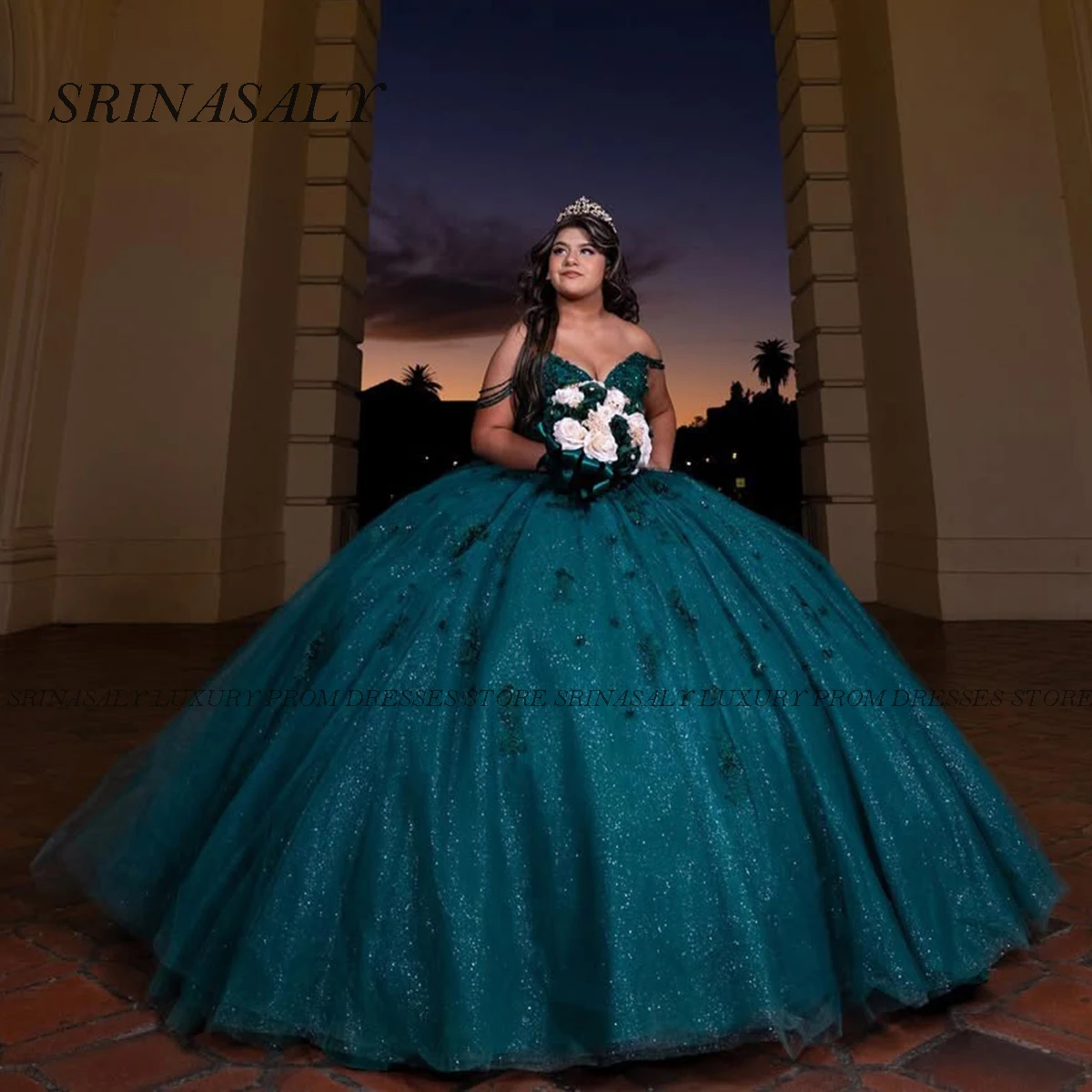 

Формальное платье Quinceanera по индивидуальному заказу, бальное платье с бисером и цветами, аппликация, корсет Sweet 16, Mexico Vestidos De 15 Años