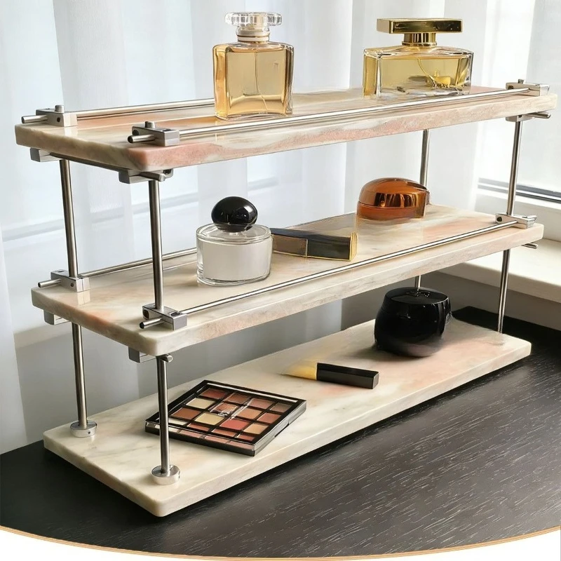 Natural stone three-layer storage rack, multi-scene household
