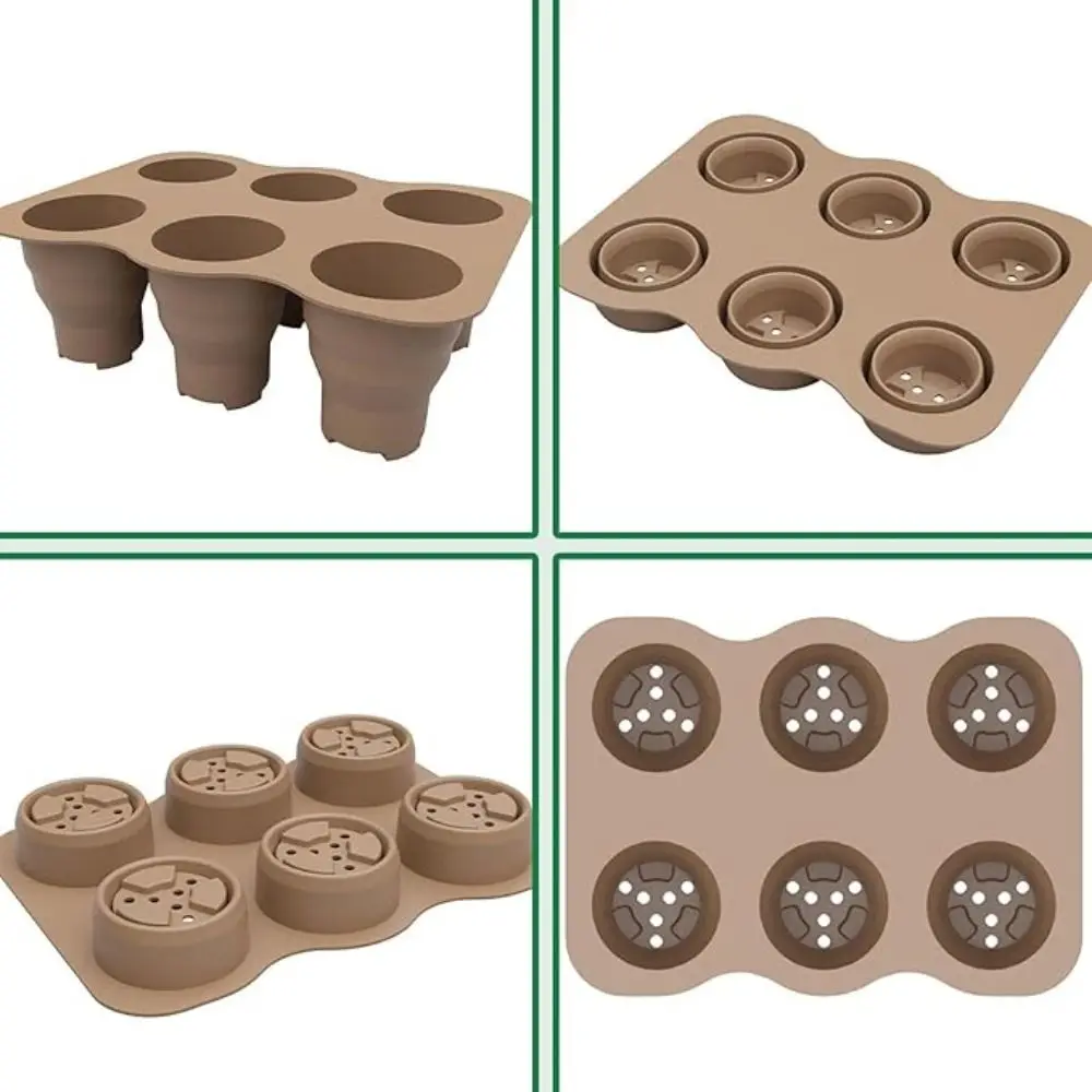 Vassoio riutilizzabile per vasi da giardino in silicone Scatola per inserti per semi a 6 celle Vassoio pieghevole per piantine di piante idratanti