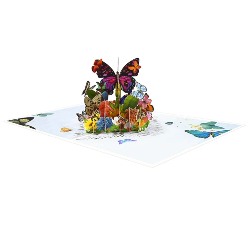 

3D Birthday Cards Greeting Card Envelopes with Colorful Butterfly and Flower Greeting Cards for Birthday, Holiday