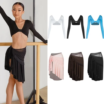 ZYM เด็กชุดเต้นรําละตินสําหรับสาว U-คอด้านบนตาข่ายกระโปรงชุดฝึกเสื้อผ้า Chacha Rumba Tango Latin เสื้อผ้า DQS17700