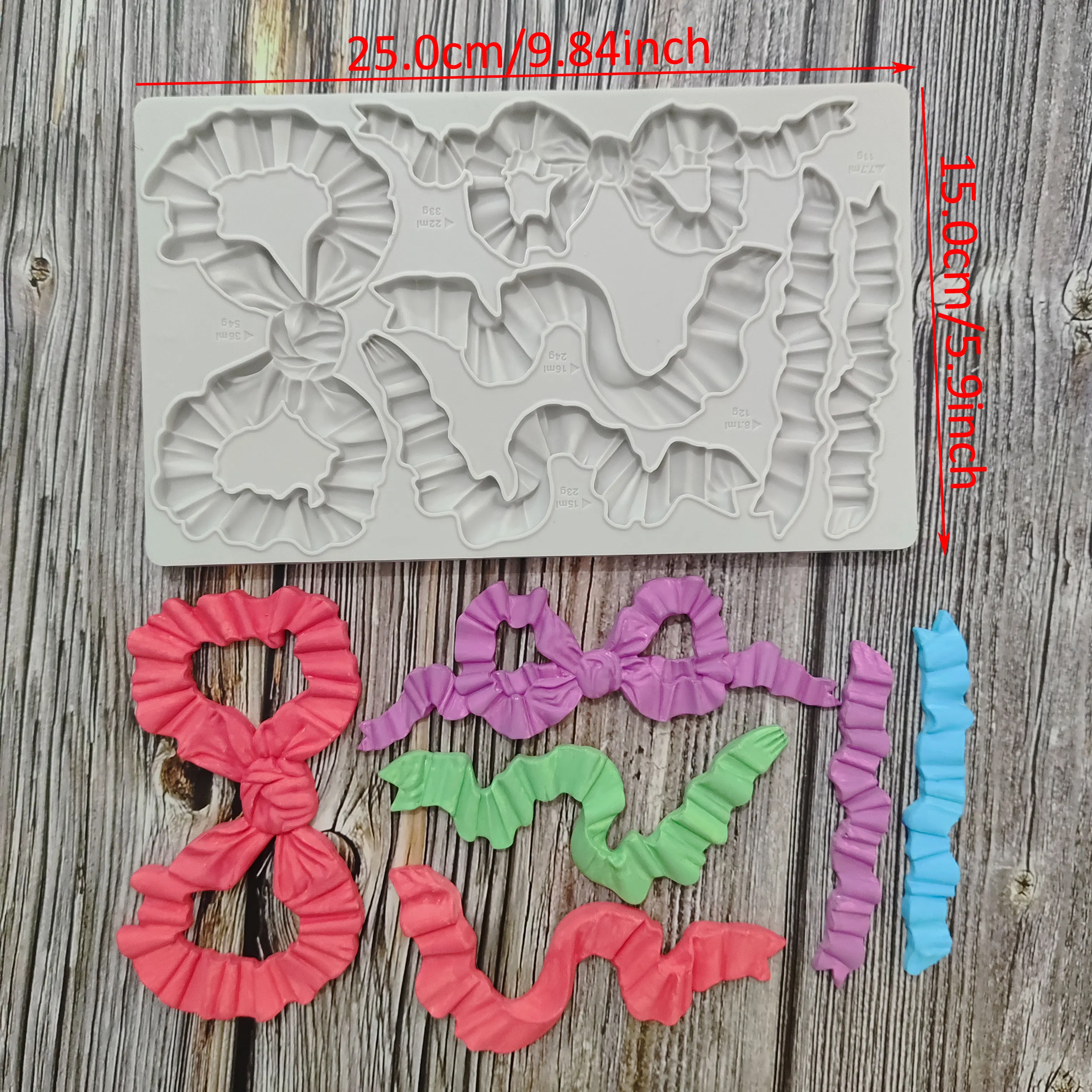 Holiday streamer Silicone Mould Fondant Cake Decorating Silicone Mold Clay,Sugarcraft Cupcake Top Chocolate Baking Tool