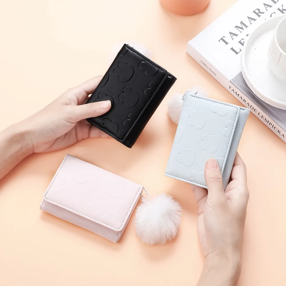 

Cute Pu Leather Short Wallet Ultrathin Cartoon Card Holder Bag Rabbit Solid Color Coin Purse Women