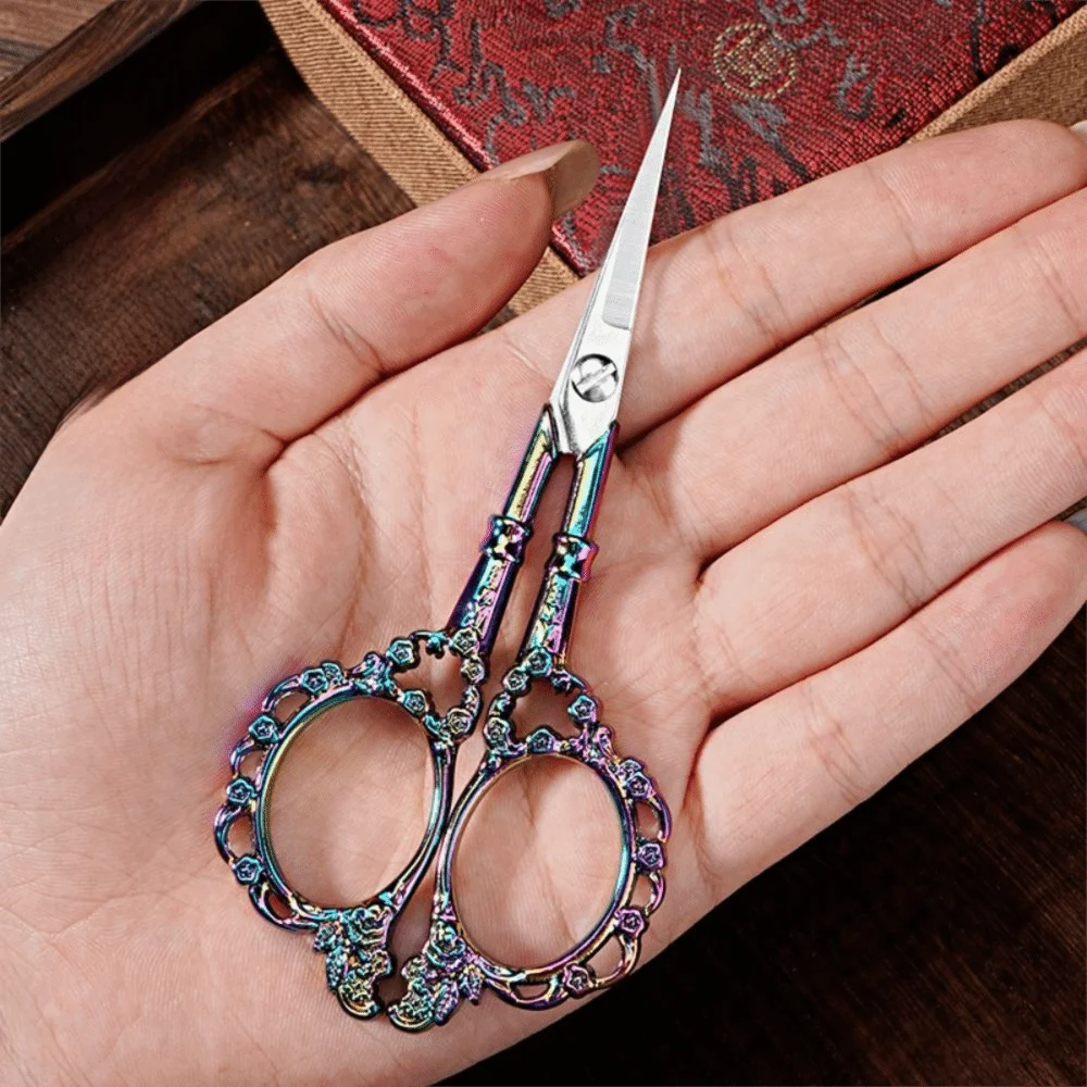 Stainless Steel Retro Scissors Classic Style Antique Design Embroidery Scissors Small Size Rust-resistant Paper Cutting Tool - view 3