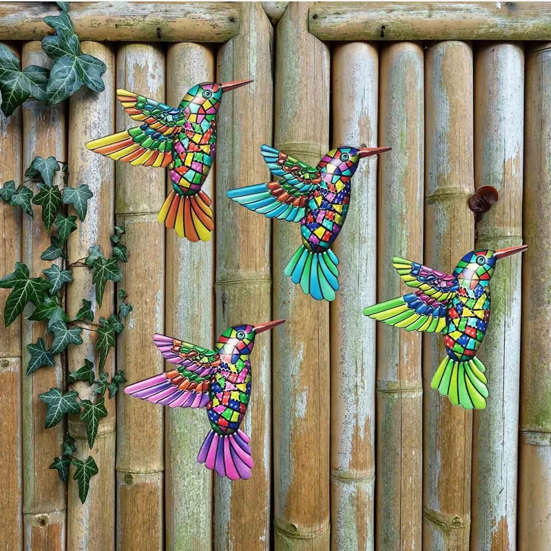 Iron Art Hummingbird Hardware Handicraft Pendant Metal Wall Art Decor Garden Decoration Home Decor Wall Art Hang Fence Farmhouse