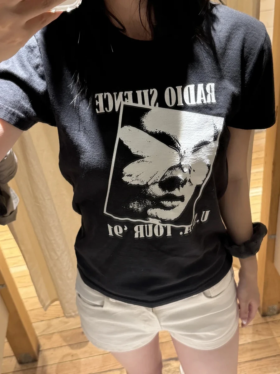 New Butterfly Portrait Graphic T-shirt Women Summer O-neck Cotton Short Sleeve Tee Tops Vintage Casual Classic Tshirts Y2k Top