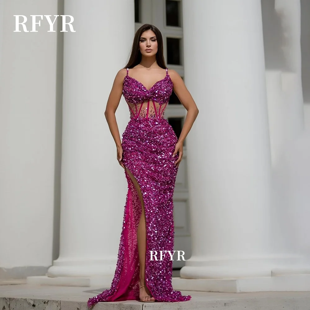 

RFYR Glitter Prom Dress Corset Party Dress Shiny Evening Dresses Beading Gala Gown vestidos de fiesta Customized