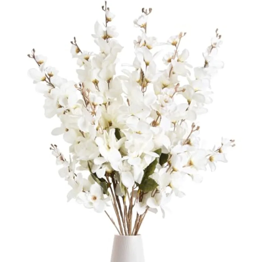 

6PCS Delphinium Artificial Flower Lifelike Larkspur Silk Flowers Plant 35.43'' Long Stem Blossoms Fake Flowers for Tall Vase Fl