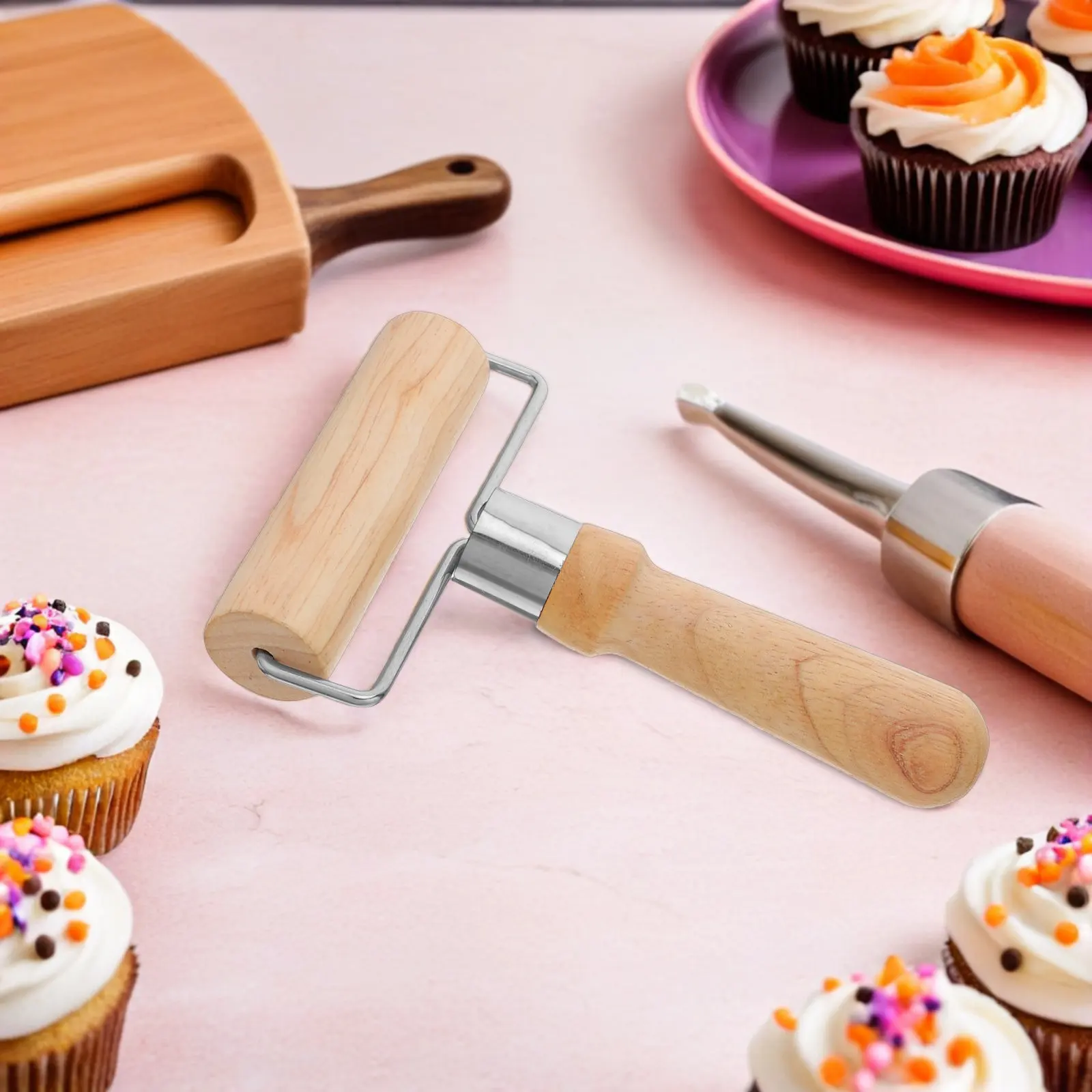 Beechwood Wood Rolling Pin Small French Style Nonstick Dough Roller Baking Pastry Pizza Pie Crust Bread Making T Shape Wood