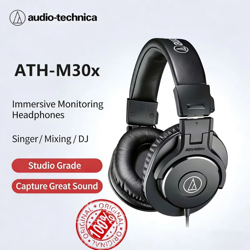 Casque audio professionnel Audio Technica ATH M30x, casque filaire supra-auriculaire pour enregistrement et mixage en studio