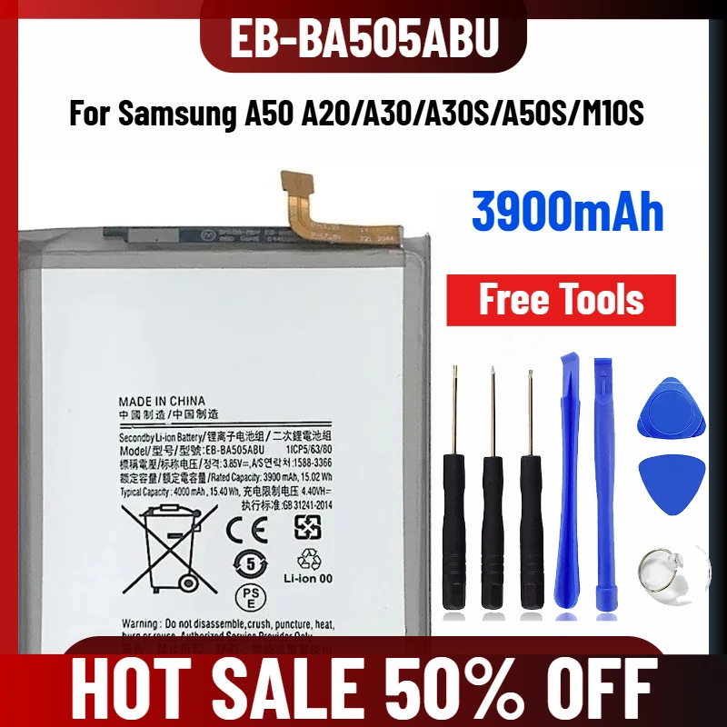 

3900mAh EB-BA505ABU for Samsung A50 A20/A30/A30S/A50S/M10S Mobile Phone Batteries