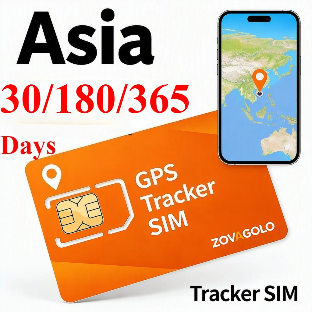 Asia Non Contract Data SIM for GPS Tracker 30/180/365 Day Flow Plan No Restriction Suitable for Kid Elder GPS Locator Device