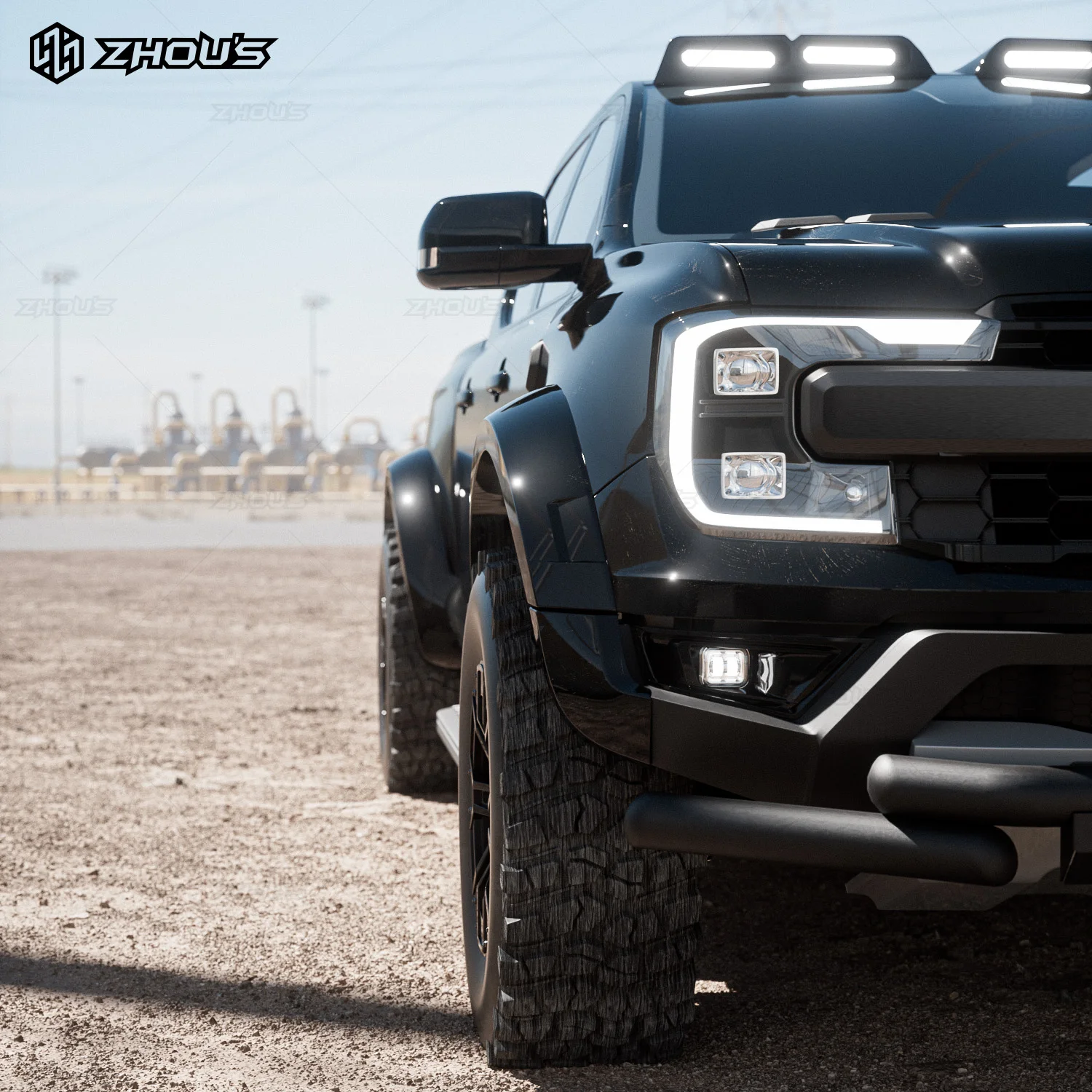 New Off-Road Front Bumper Bull Bar Wheel Arch 4X4 Wide Fender Flares for Ford Ranger Raptor 2025 Accessories view 4