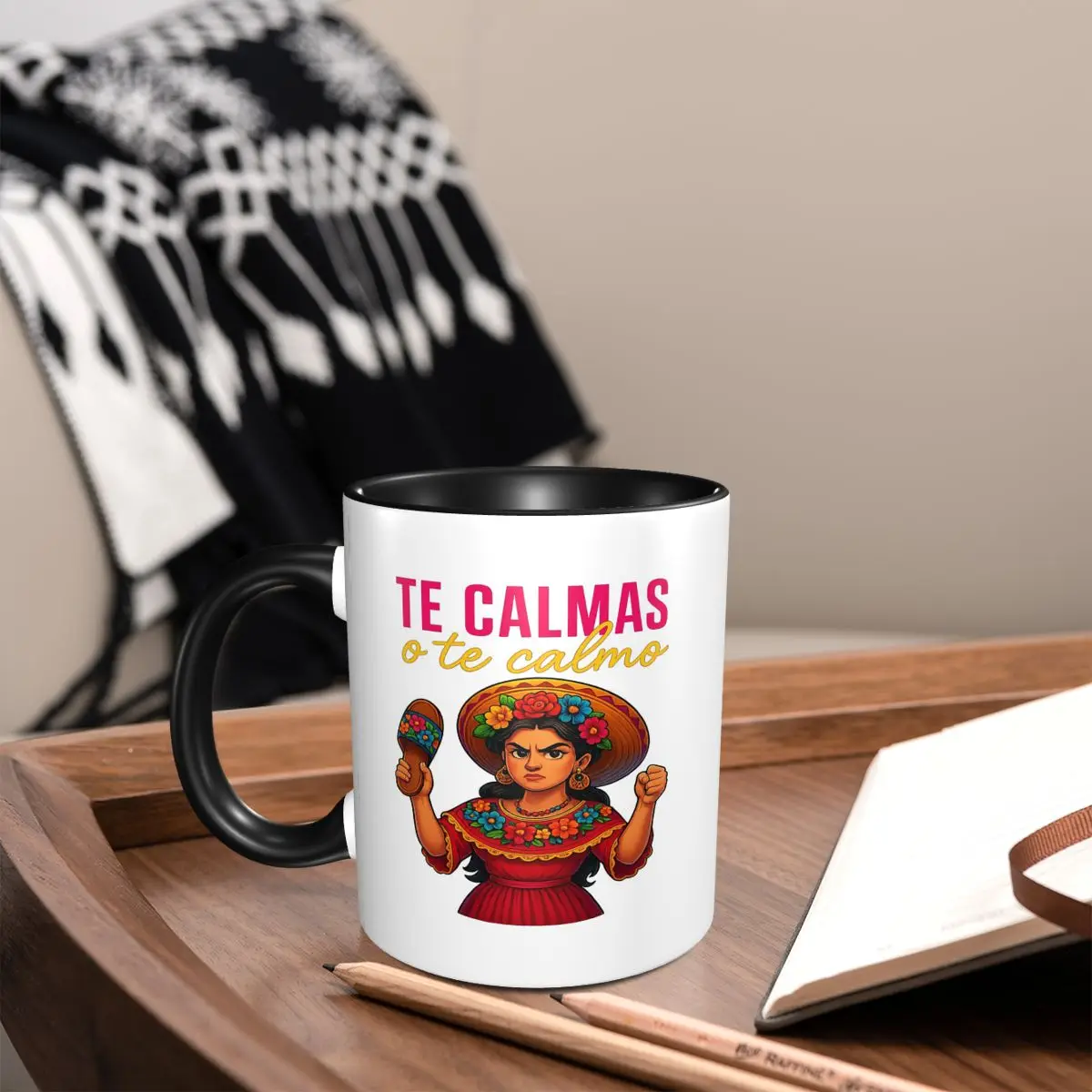 Te Calmas O Te Calmo Fierce Latina Chancla Design Mug Funny Ceramic Coffee Cups Tea Mugs Milk Cup Drinkware Gifts for Woman Man