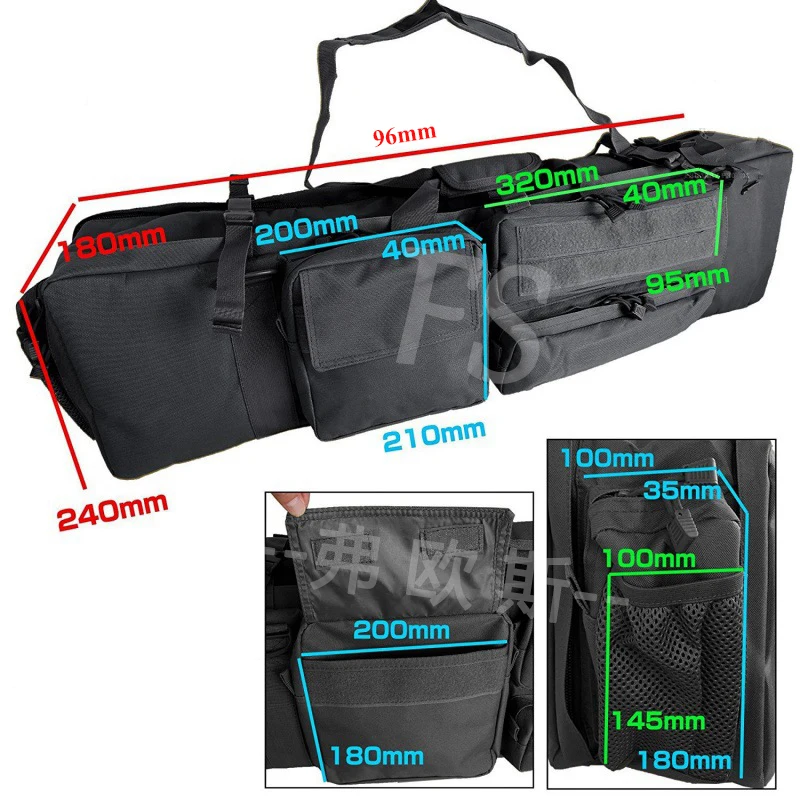 Sac à dos carré avec sangle initiée, sac de transport pour fusil, étui de protection pour odor, chasse en plein air, M0.25, environ 100cm