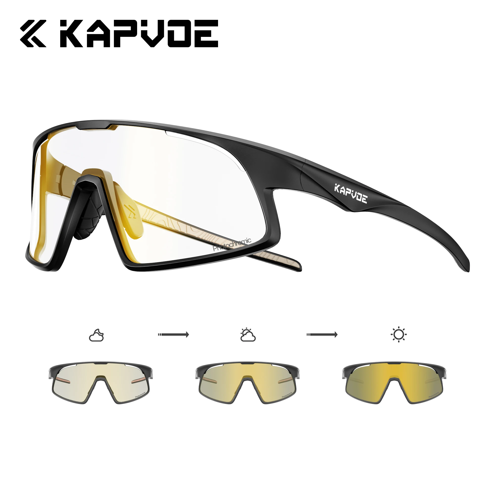 Kapvoe Schnelle Photochrome Sonnenbrille Sportbrille Radfahren Männer Frauen Wandern Brille Fahrrad MTB Fahrrad Outdoor Brillen UV400 2025