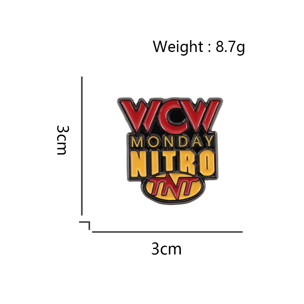 Wcw Monday Nitro Logo Emaille-Anstecknadel, amerikanisches professionelles Wrestling-Fernsehprogramm, Ansteckbrosche, Geschenk für Fans, Abzeichen, Accessoires, Farbe: Col – Detail 2