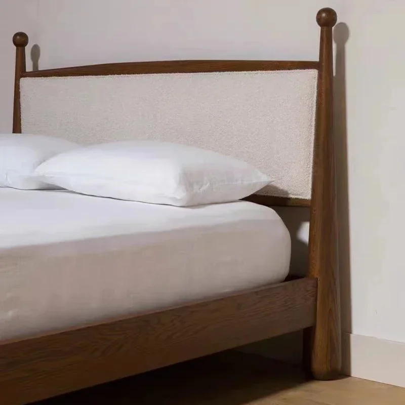 Nordic simple solid wood bed Modern children's soft bed Wabi-**** style B & B design 1.8 Double bed can be customized