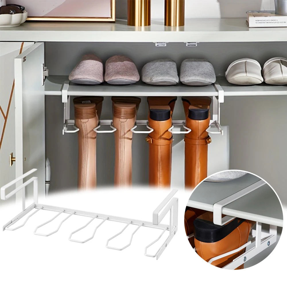 

Metal Shoe Rack Installation-Free Cabinet Layered Partition Racks Space-Saving Under-Shelf Holder for Rain Shoe Knee-High Boot