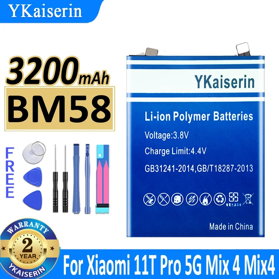 3200mAh YKaiserin Battery BM58 For Xiaomi 11T Pro 11TPro 5G Mix 4 Mix4