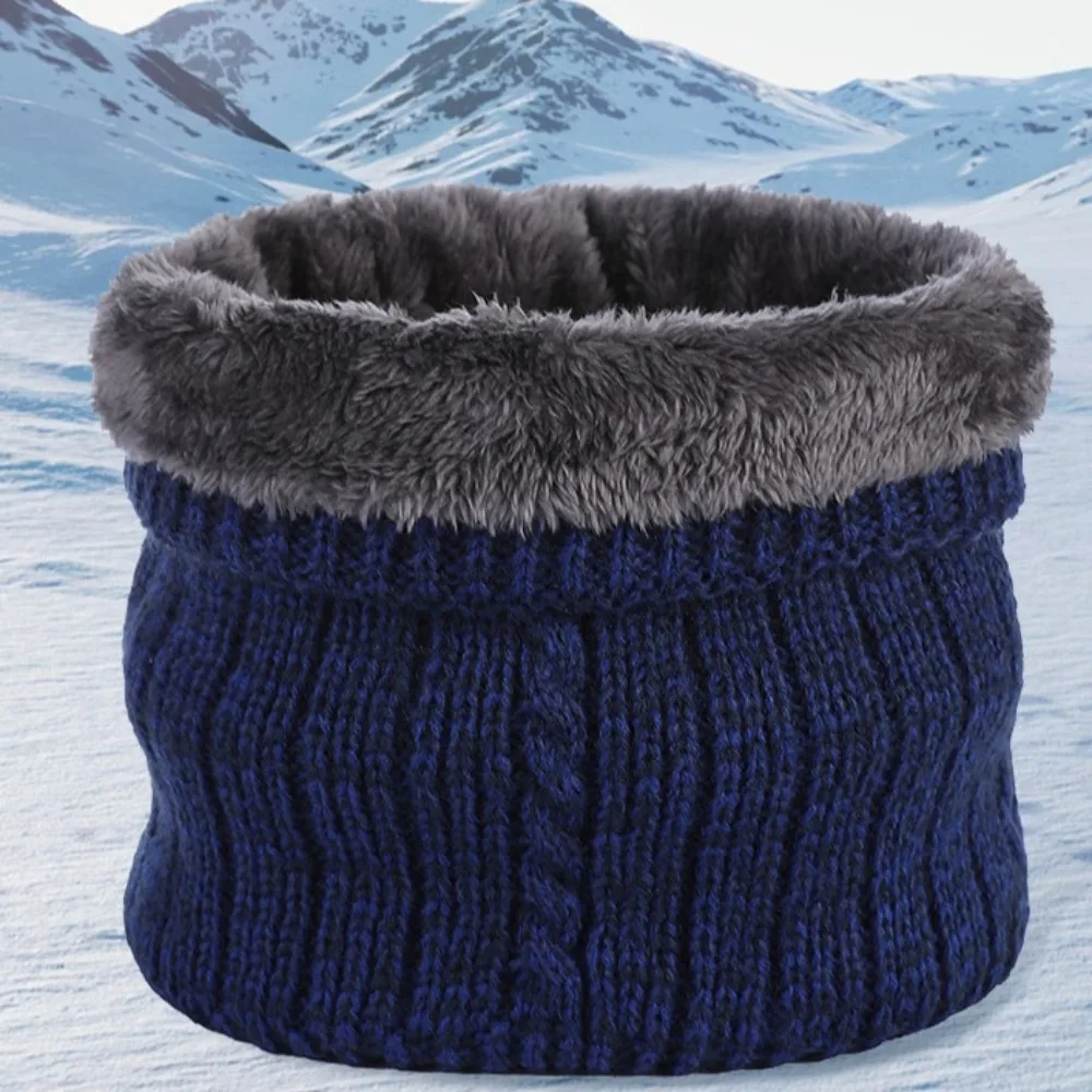 New Fleece Lined Knitted Scarf Warmer Neck Tube Collar Scarf Circle Loop Scarves Windproof Soft Winter Neck Gaiter Woman/Men