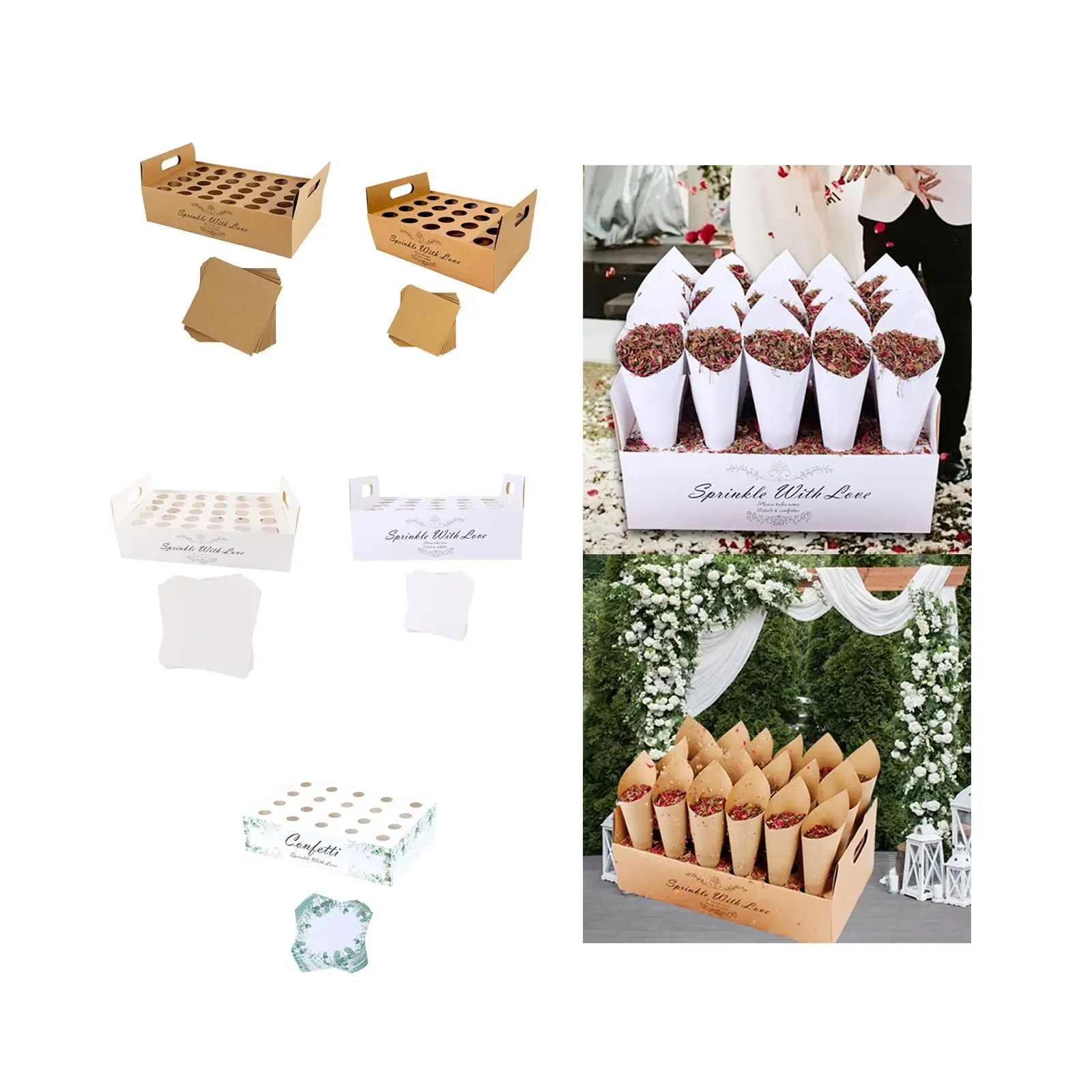 Konfetti-Kegel-Ständer-Box, getrocknete Blütenblätter, Konfetti-Kegel, Hochzeit, Konfetti-Kegel-Halter, Box für Party, Feier, Verlobung