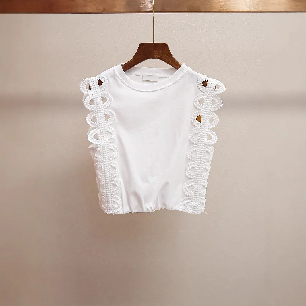 

MaSandeS High-End Women's Faionable Hollow out ort Sve T-irt Summer New Design round Ne Pullover Top