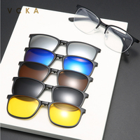 VCKA 6 In 1 Myopia Spectacle Frame Men Women 5 Clip On Polarized Sunglasses Magnetic Glasses Prescription Optical Hyperopia