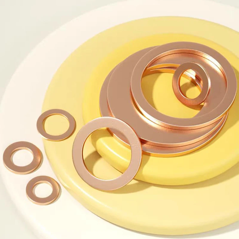 5-100Pcs Purple Copper M3 M4 M5 M6 M8 O-Ring Sealing Gasket Flat Seal Ring Gasket Washers Thickness 1.0-2.0mm
