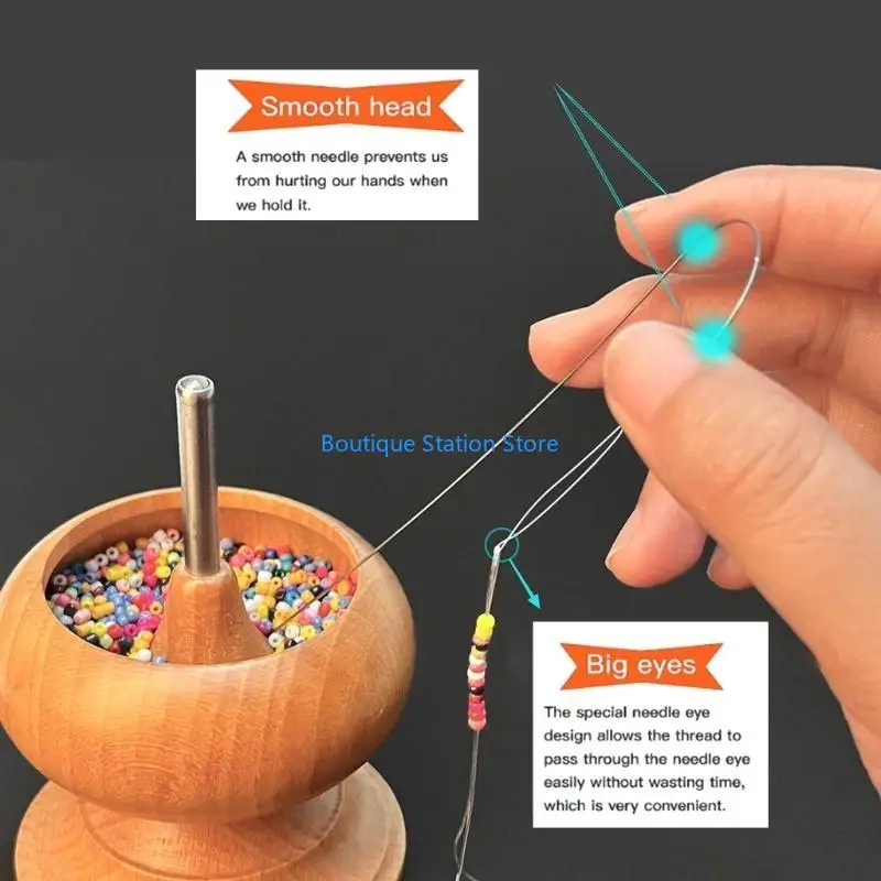 Y55F 4 قطع كبيرة العين الديكور إبرة إبرة الخياطة المعدنية حبة الأرز خيوط إبرة
