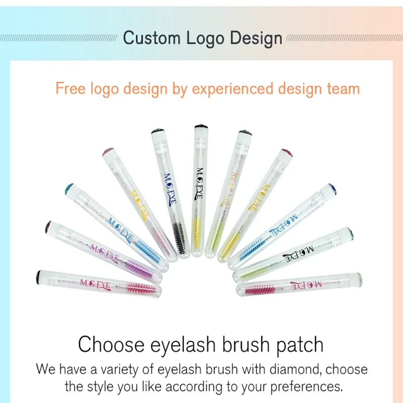 50개 맞춤형 로고 도매 속눈썹 연장 마스카라 스풀리 클리닝 브러쉬 일회용 속눈썹 브러쉬 클리너 홀더 박스 포함