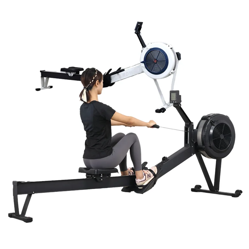 High Quality Commercial Seated Rowing Machine Wind Resistance Air Rowing with Metal Wheel Fan Iron Construction for Home Use