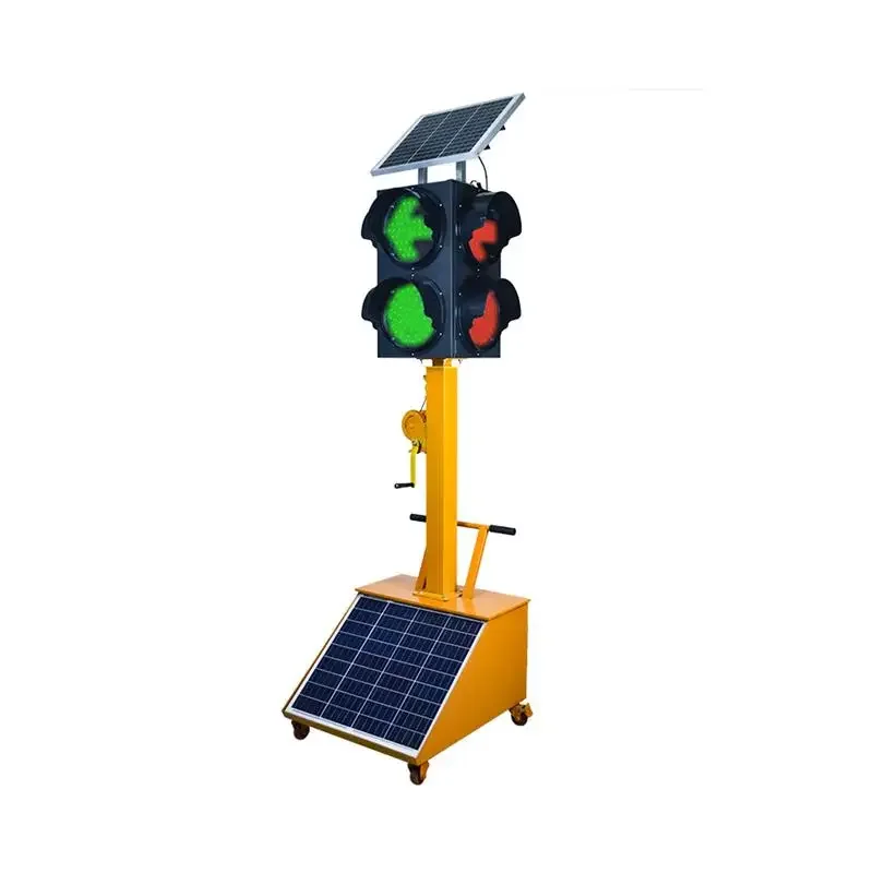 

Solar traffic light hand push four sides lift sidewalk temporary signal light controller move red