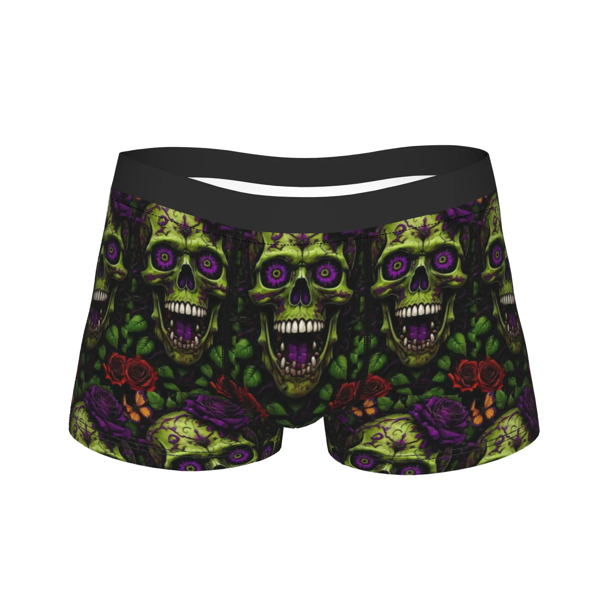 Horror Green Glowing Skull Art Underwear  Custom Trunk High Quality Men's Underpants Breathable Shorts Briefs Gift