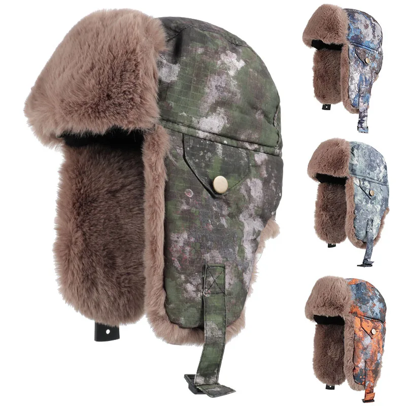 

Ушанка, женская шапка-ушанка, камуфляжная русская женская зимняя шапка 202, мужская меховая шапка-бомбер, роскошные зимние шапки-авиаторы-трапперы