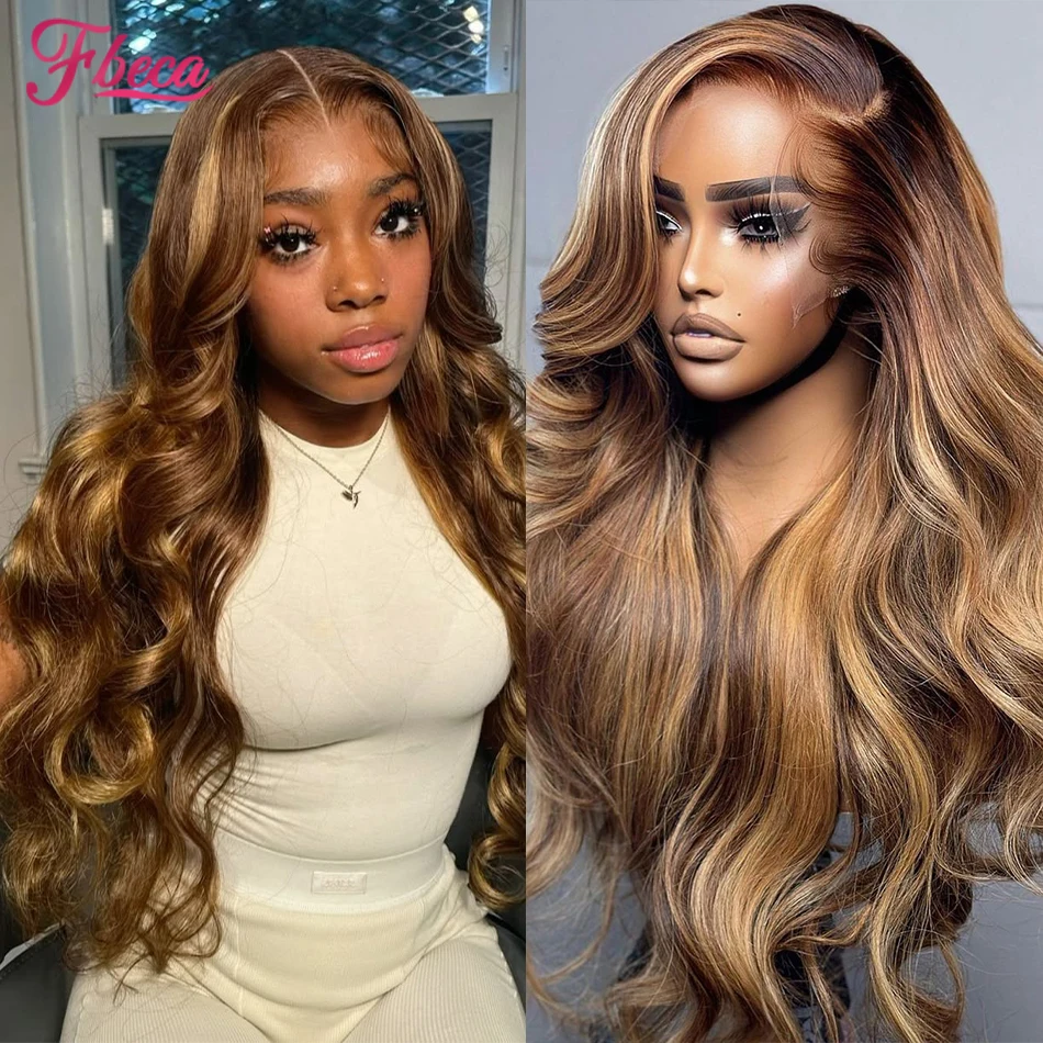 

Highlight Human Hair Wigs For Women Body Wave 13x4 13x6 HD Transparent Lace Front Wig Brazilian Pre Plucked 4x4 Closure Wigs