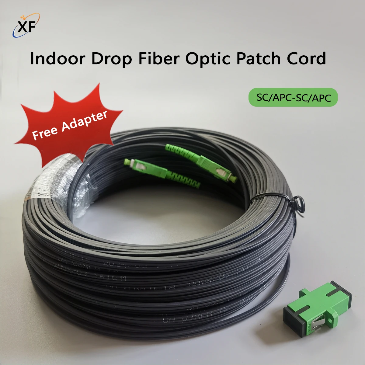 

SC/APC-SC/APC Indoor Drop Cable Fiber Optic Patch Cord Single Mode Simplex Optical Fiber Cable With Black Wire 60M-100M