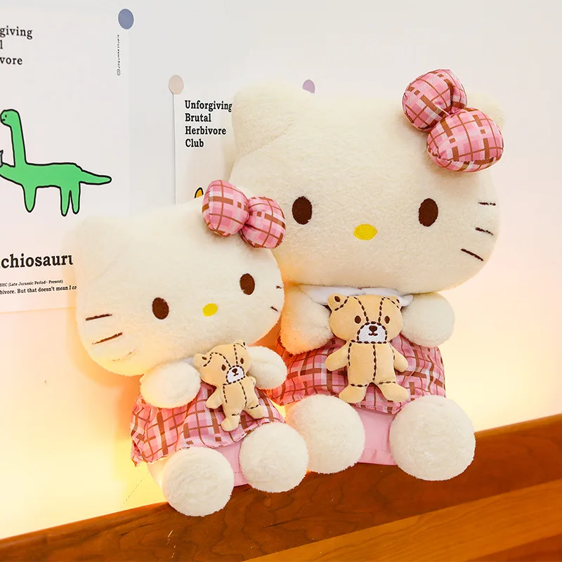 Kawaii sanrio brinquedo de pelúcia dos desenhos animados olá kitty boneca de pelúcia crianças presente de aniversário para crianças brinquedo macio atacado bonito kawaii pelúcia
