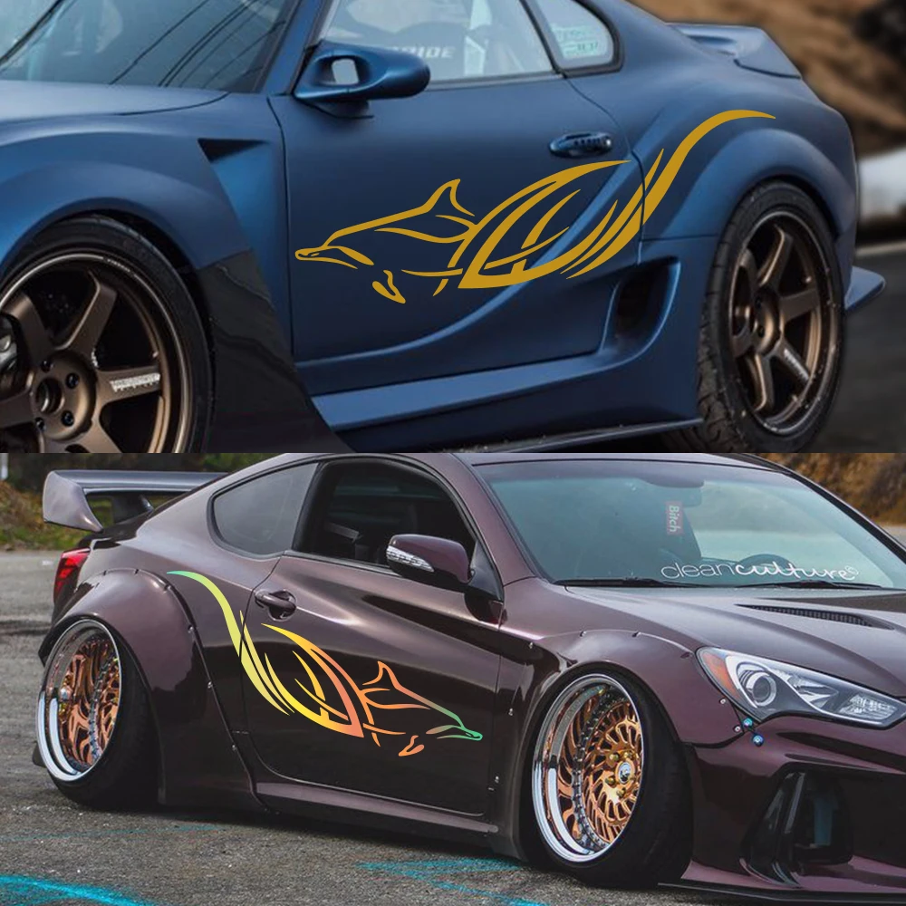 

For Audi BMW Ford Fiat Kia Suzuki Honda VW Car Stickers Dolphin Graphics Stripes Styling Vinyl Decals Auto Tuning Accessories
