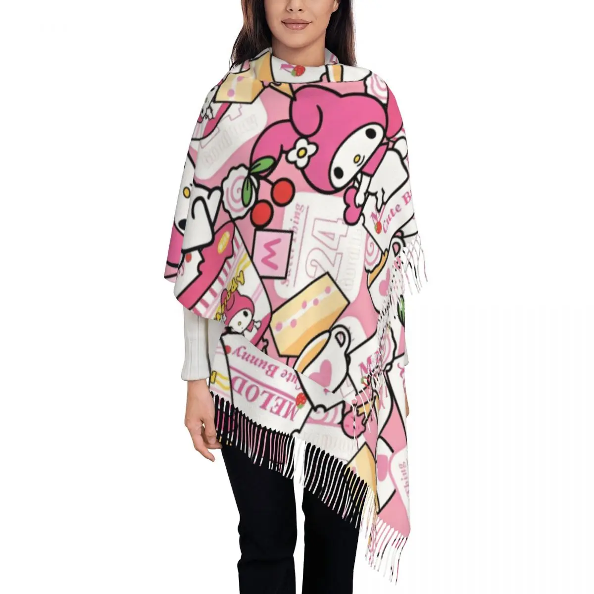 

Kawaii My Melody шарф для женщин зима-осень шаль из пашмины длинный шарф-шаль повседневная одежда