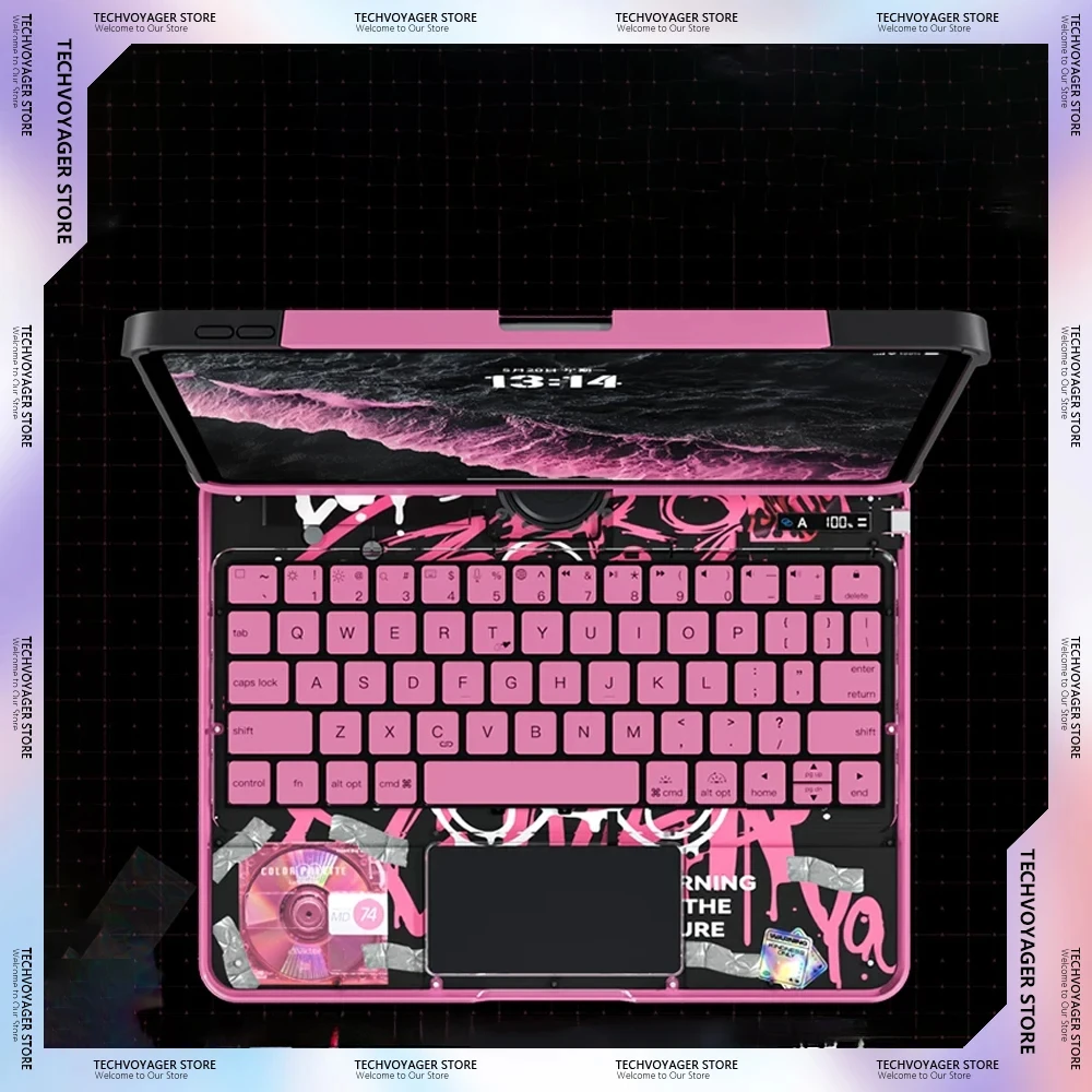 IFacemall2026Y2K IPad Magic Control Keyboard Suitable For Apple Air/pro/12 Protective Case Bluetooth Rotatable Portable Keypad