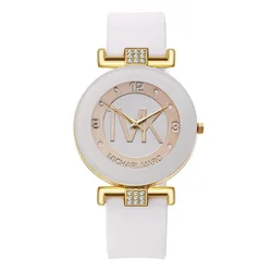 TVK-Montre de sport étanche pour femme, ensemble de diamants, montre à quartz numérique en silicone blanc, horloge bracelet, mode de luxe, célèbre marque