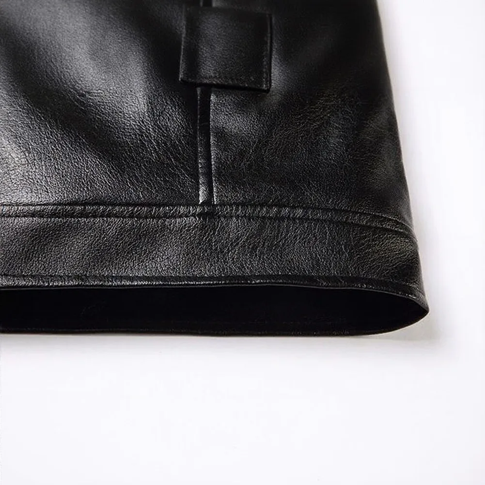 For Autumn Winter Seasons Men PU Leather Jacket for retro Casual Outerwear Faux Leather 2XL Regular Clothing Length