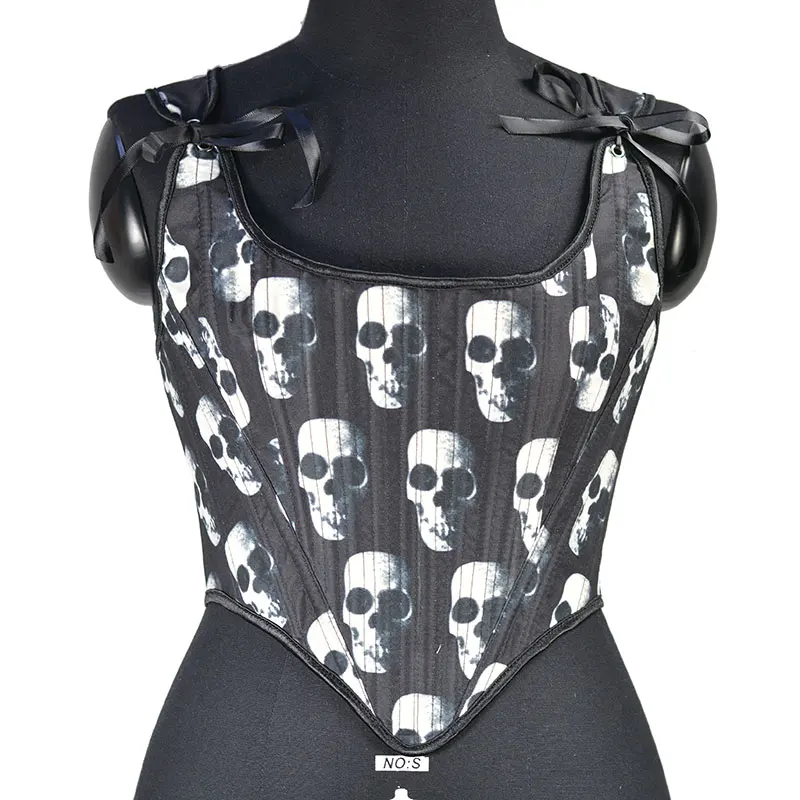 Women Bandage Corset Waist Skull Jacquard Shapewear Underbust Female High Street Belt Slim Ladies Party Wear Body Shaper