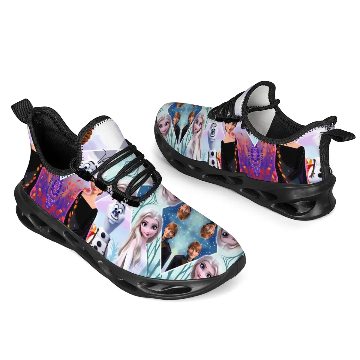 

Disney Women Casual Shoes White Frozen Princess Elsa Anna Flats Purple Pink Light Running Soft Soles Fashion Brand Shoes