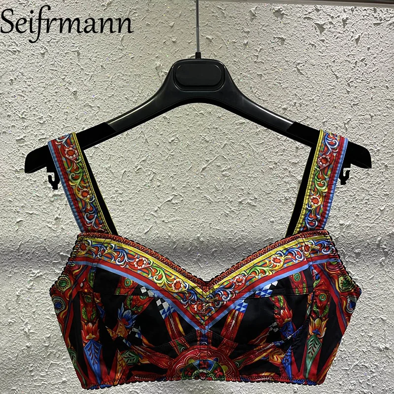Seifrmann Autumn Fashion Women's New Style Casual Simple Printed Cotton Top Square Neck Sleeveless Top