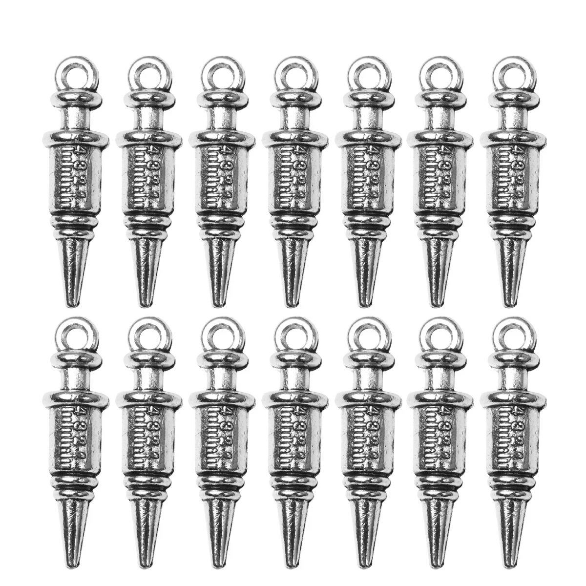 

50Pcs DIY Hospital Theme Pendant Charms Alloy Cylinder Design Silver for Necklace Bracelet Earrings Keychain Creative Jewelry